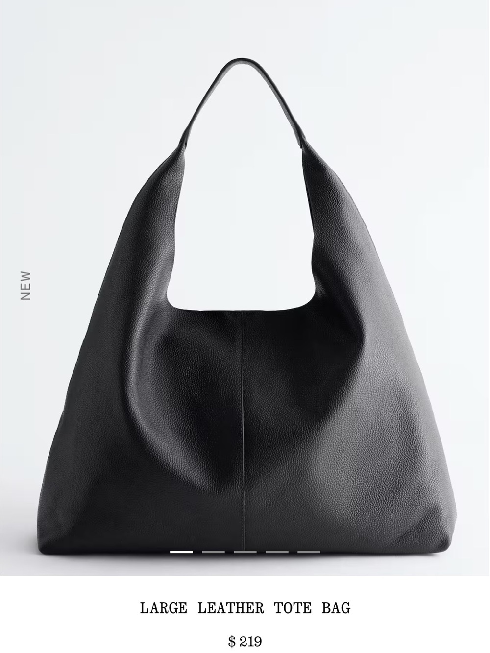 & other stories Large Black Leather Shoulder Tote
